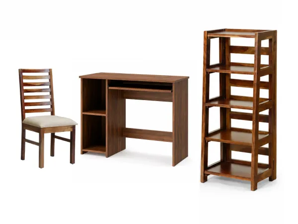 Rio Study Table With Alexa Wooden Chair and Bookshelf
